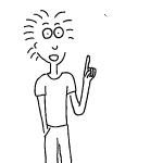 Cartoon man with idea pointing finger