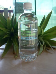 QR bottled water 2 QR It's Easy Being Green bottled water. Greenwash label.