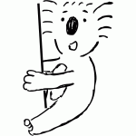 Cartoon koala black and white