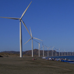 Wind turbines row