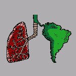 Cartoon lung, South America 'Lungs of the Earth' environmental.