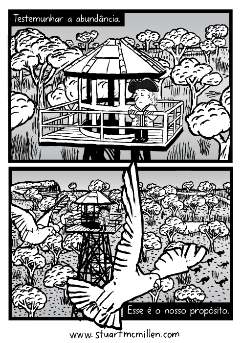 Cacatua cartoon. Testemunhar a abundância. Esse é o nosso propósito.