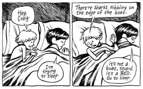 Blankets by Craig Thompson bed panels. Blankets brothers Phil and Craig Thompson in bed as boys