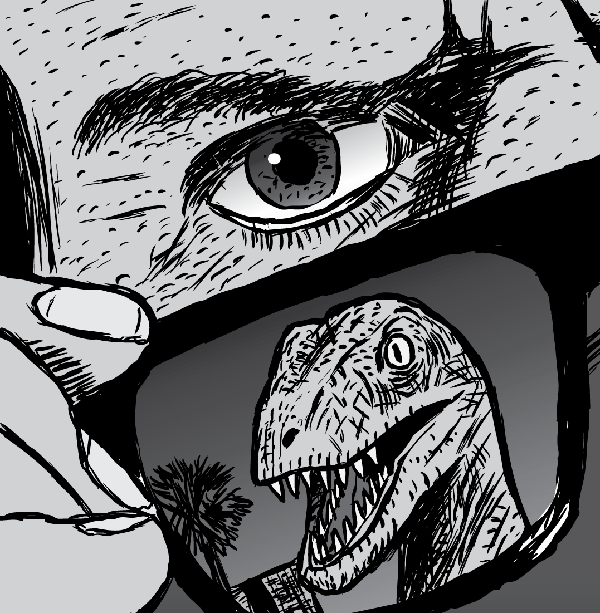 I have come here to chew bubblegum and kick ass...and I'm all out of bubblegum. Supernormal Stimuli comic cover. Stuart McMillen drawing. They Live movie poster.