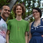 Low angle cartoonists Zac Smith-Cameron, Stuart McMillen and Alexis Sugden