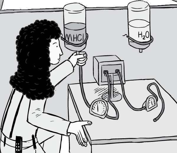 Patricia Hadaway and the greatly-simplified fluid measurement system depicted in my Rat Park comic. Rat Park scientist Patricia Hadaway reversing the position of fluid bottles during the drug research experiment.