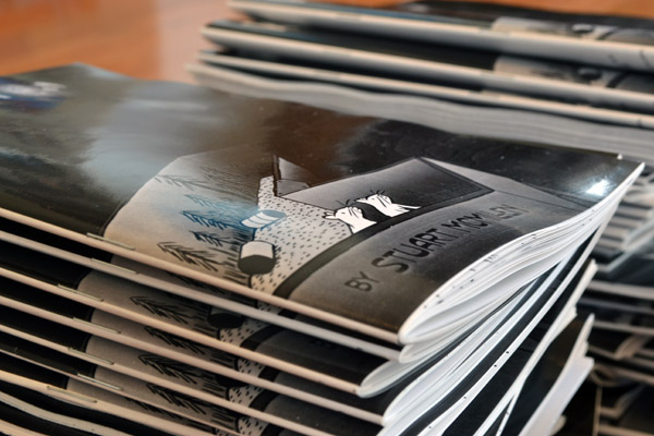 So arty. If only I could afford a fish-eye lens, then I'd be even cooler. Photograph of comic book cover with shallow depth of field. Rat Park comic by Stuart McMillen. Cartoon rats in focus.