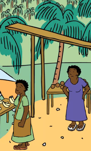 Cartoon Papua New Guinea women at markets