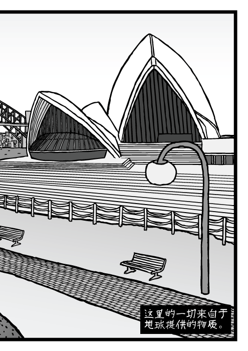 悉尼港全景。悉尼歌剧院。这里的一切来自于地球提供的物质。