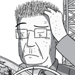 Thumbnail crop black and white image of cartoon man scratching his head.