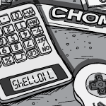 Thumbnail drawing of cartoon calculator on desk