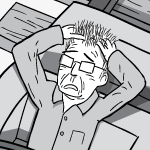 Cartoon thumbnail image of worried man tearing his hair out.