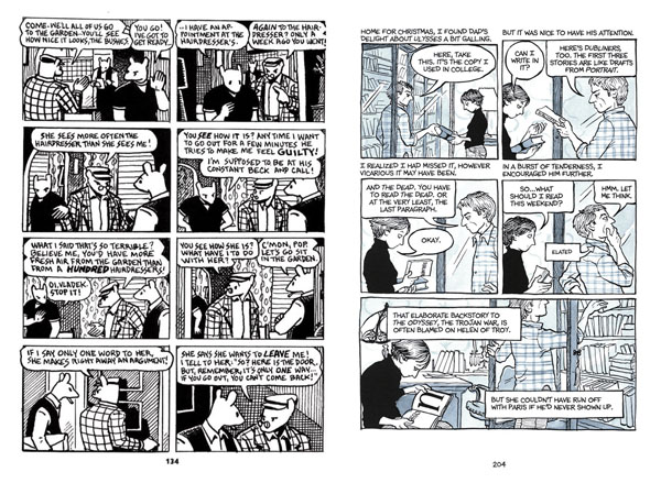 'Maus' by Art Spiegelman (left), and 'Fun Home' by Alison Bechdel (right). Note the highly organised, conventional panel arrangements. Example pages from the comics 'Maus' (1991) by Art Spiegelman, and 'Fun Home' (2006) by Alison Bechdel. Two groundbreaking comics which extensively use a highly organised, conventional panel arrangement.