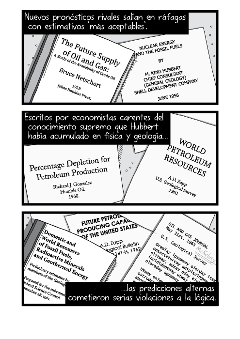 Ilustración pila montón de libros documentos académicos sobre la mesa. Nuevos pronósticos rivales salían en ráfagas con estimativos ‘más aceptables’. Escritos por economistas carentes del conocimiento supremo que Hubbert había acumulado en física y geología las predicciones alternas cometieron serias violaciones a la lógica.