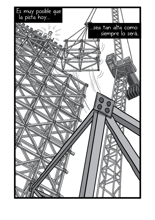 Blanco y negro cómica. Es muy posible que la pista hoy sea tan alta como siempre lo será.