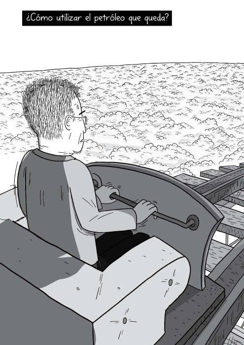 Blanco y negro cómica. ¿Cómo utilizar el petróleo que queda?